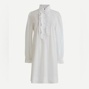 J.Crew Ruffle Front Cotton Poplin Dress in Crisp White